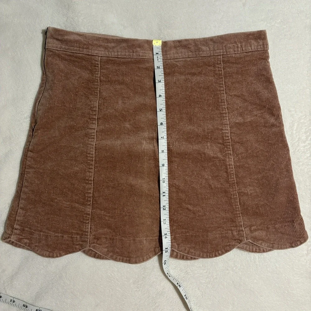 Altar'd State‎ Sophia Mini Skirt Pink Corduroy Scalloped Hem Lined Size L